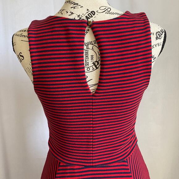 Express Red & Blue Striped Sleeveless Fit & Flare Skater Dress XS - Picture 4 of 9